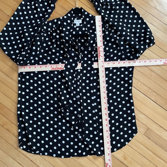 J. CREW Polka Dot Bow Blouse Top Puff Sleeve Button Front Preppy Career Heritage - Picture 8 of 10